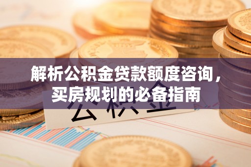 武昌解析公积金贷款额度咨询，买房规划的必备指南
