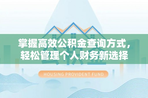 武昌掌握高效公积金查询方式，轻松管理个人财务新选择