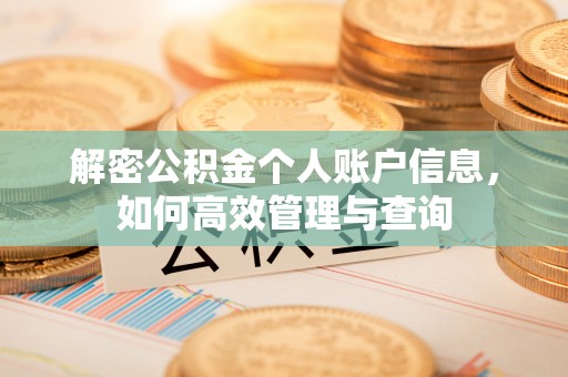 武昌解密公积金个人账户信息，如何高效管理与查询