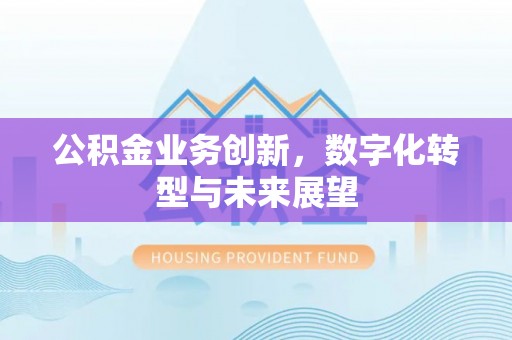 武昌公积金业务创新，数字化转型与未来展望