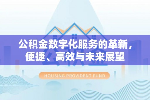 武昌公积金数字化服务的革新，便捷、高效与未来展望